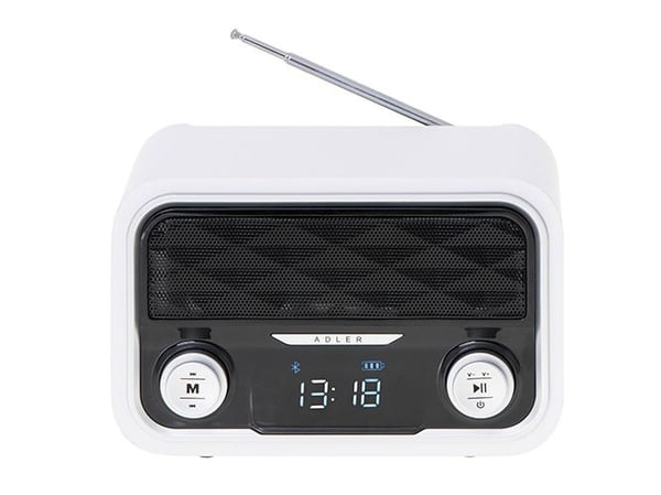 Adler AD 1185, Bärbar, FM, LCD, Micro-USB, USB Type-A, Vit, Monokromatiskt