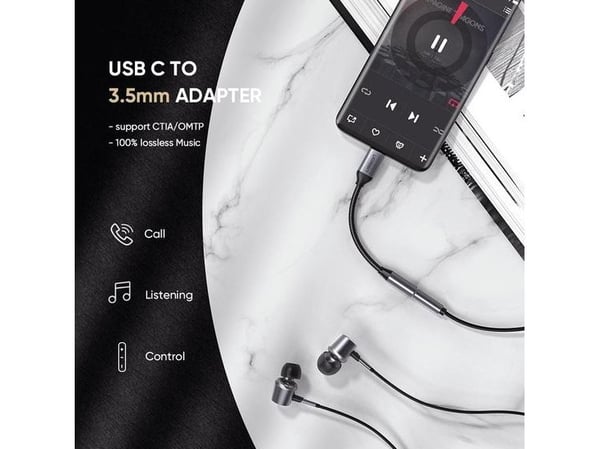 Ugreen 30632, Sort, USB C, 3.5mm, Hankjønn, Hunkjønn