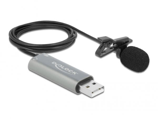 Delock USB Tie Lavaliermikrofon - Mikrofon - USB - sort, antracit (sort)