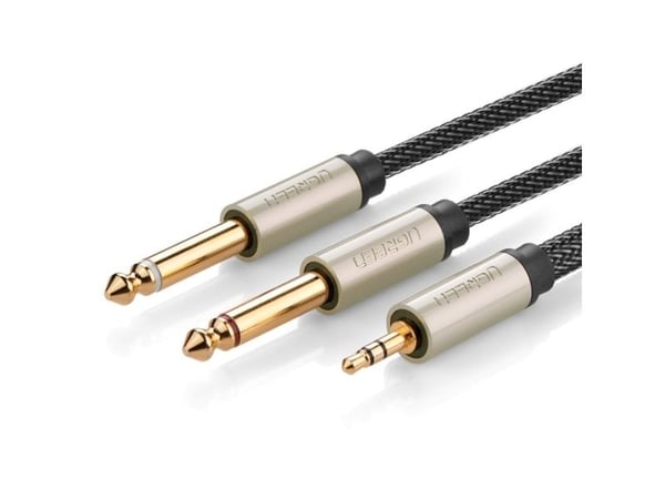 Ugreen 10613, 2 x 6.35mm, Hankjønn, 3.5mm, Hankjønn, 1 m, Svart
