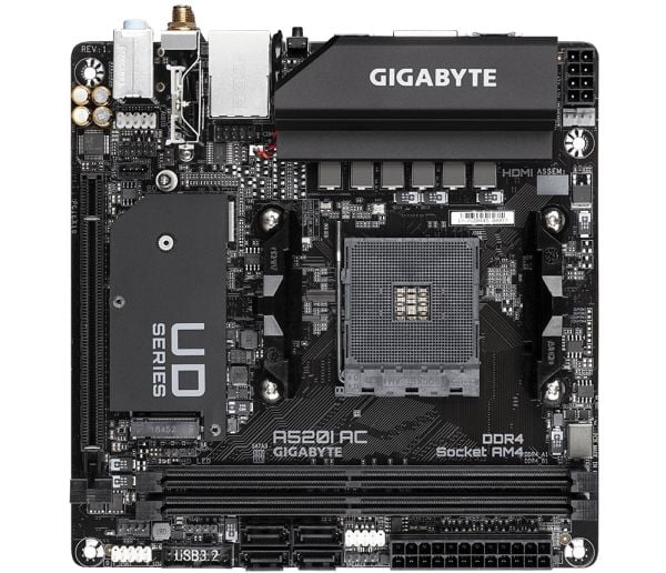 GIGABYTE A520I AC, AMD, AM4, AMD Ryzen 3000 Series, AM4, 64 GB, DDR4-SDRAM