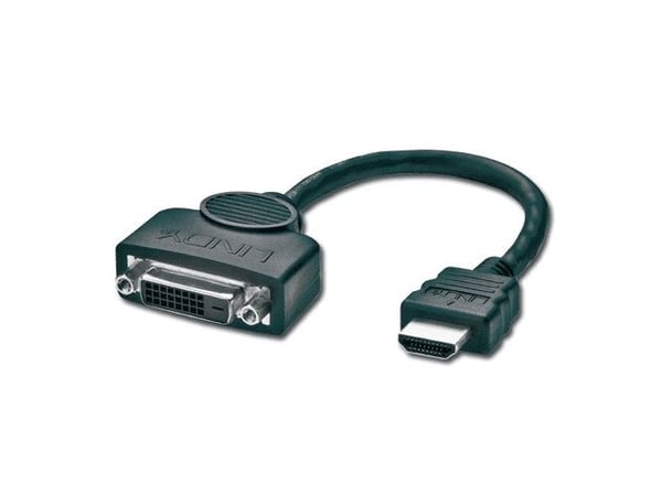 Lindy 41227, 0,2 m, DVI-D, HDMI, Hunstik - Hanstik, Sort