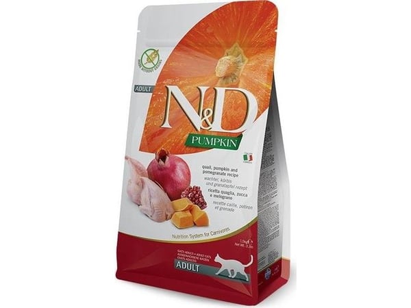 Farmina N&D CAT Pumpkin Quail & Pomegranate – voksne katter (vaktel, gresskar og granateple) 1,5 kg