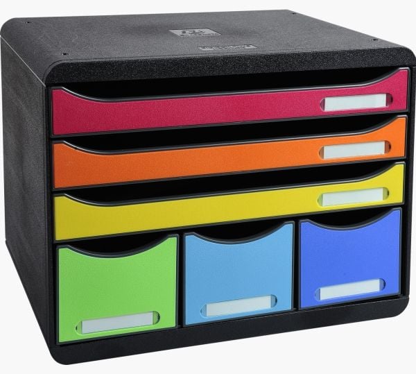 Skuffekabinet Exacompta Storebox Maxi med 6 skuffer, Harlekin