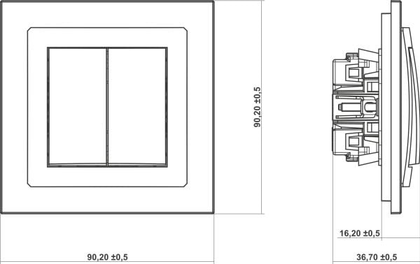 Karlik 11DWP-8, tasokytkin, grafiitti, IP20, 250 V, 10 A