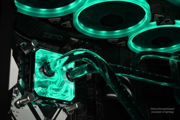 Alphacool Aurora XPX RGB, Dekkramme, Kromfarget, Polyoksymetylen (POM), Kromfarget, Hankjønn, 75 mm, 75 mm
