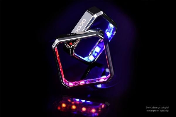 Alphacool Aurora XPX RGB, Dekkramme, Kromfarget, Polyoksymetylen (POM), Kromfarget, Hankjønn, 75 mm, 75 mm