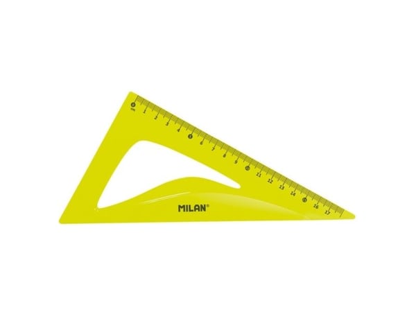Milan Flex & Resistant Acid, Protractor, Ruler, Kolmio, 4 kpl, Keltainen, 45° & 60°, Puoliympyrä, 108 g