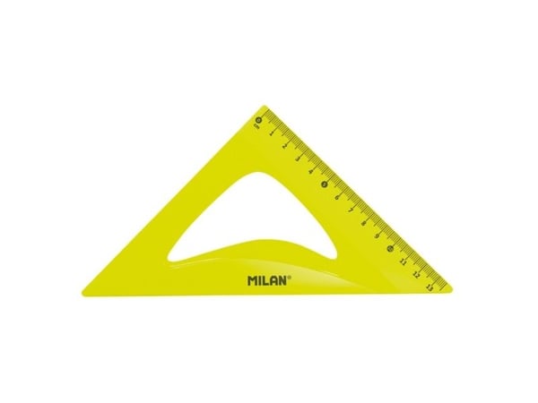 Milan Flex & Resistant Acid, Protractor, Ruler, Kolmio, 4 kpl, Keltainen, 45° & 60°, Puoliympyrä, 108 g