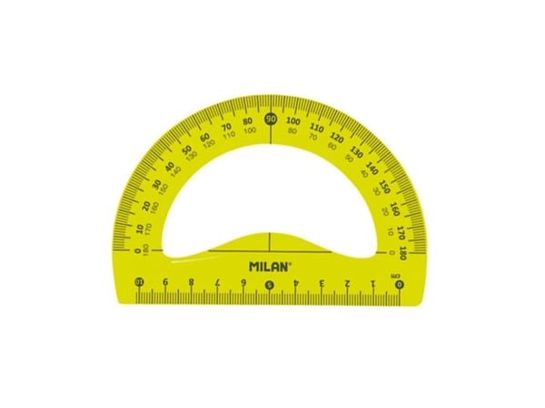 Milan Flex & Resistant Acid, Protractor, Ruler, Kolmio, 4 kpl, Keltainen, 45° & 60°, Puoliympyrä, 108 g