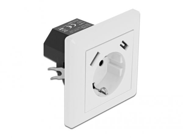 DeLOCK 11473, 2 x USB + CEE 7/3, Valkoinen, Muovi, 250 V, 0,2 A, 50 Hz