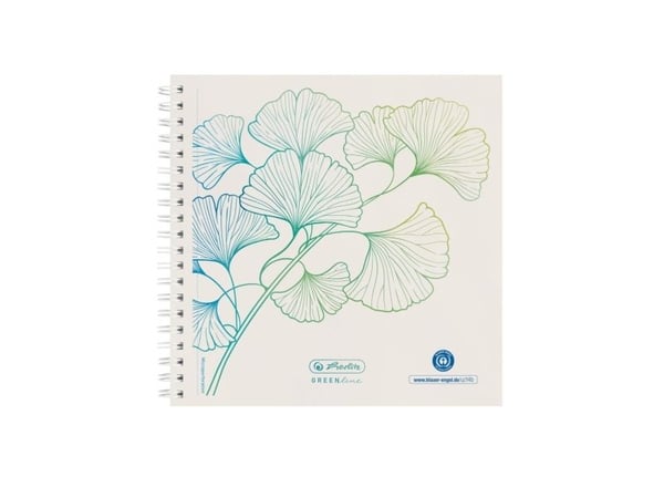 Herlitz GREENline - Pad - spiralbundet - 148 x 148 mm - 100 ark / 200 sider - hvit - prikket - ginkgo