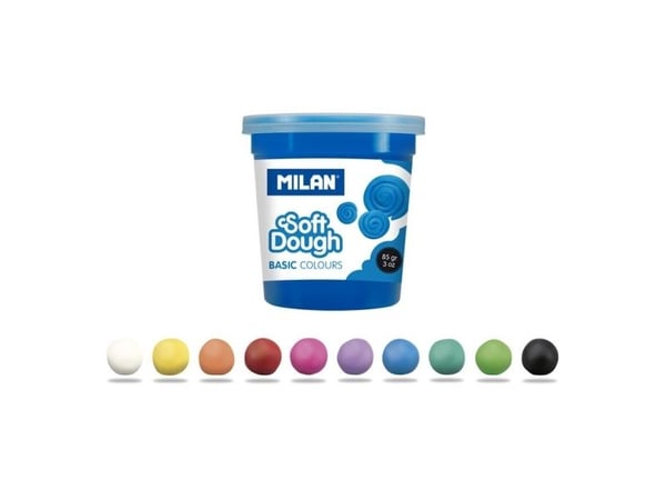 Milan 913510B, Muovailuvaha, Monivärinen, Lapsi, 10 kpl, Muoviämpäri, 10 väriä