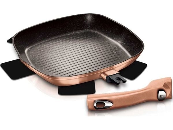 Berlinger Haus BH/1950, Rektangulær, Grillpanne, Rosegull, Aluminium, 2,1 l, Keramisk, Gass, Induksjon