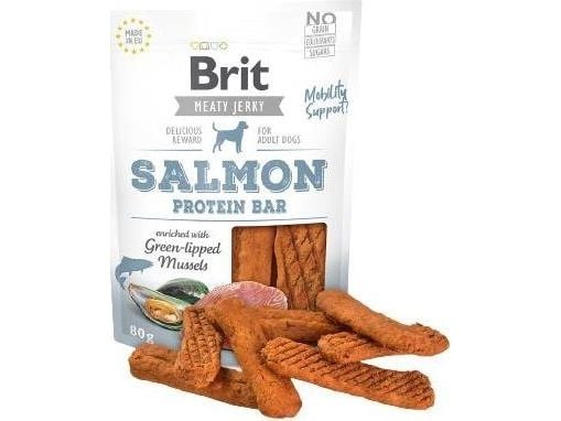 Brit Jerky Snack, Snacks, Hund, Adult, Laks, 80 g, Sukkerfri