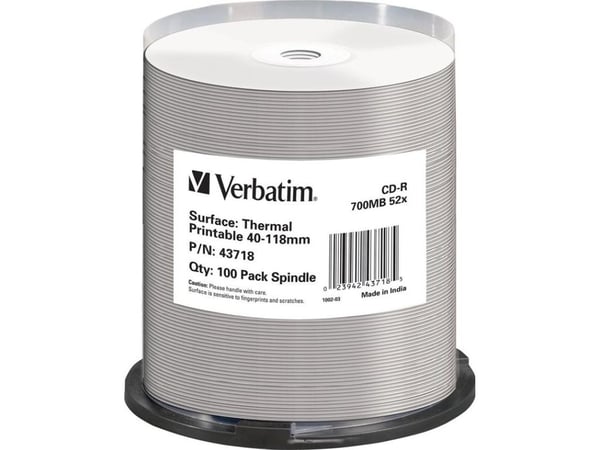 Verbatim - 100 x CD-R - 700 MB 52x - bred skrivbar overflate, gjenoverførbar termoskrivbar overflate - spindel