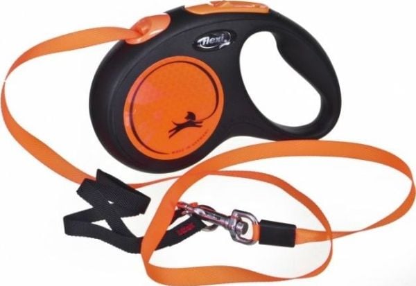 flexi Uusi NEON-nauha S, 5M, 15KG, musta/neonoranssi