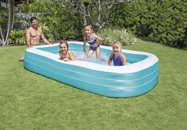 Intex 58484, Oppblåsbart basseng, 1050 l, Rektangulær, 6 år, Vinyl, Blå, Hvit