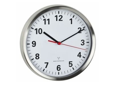 TFA-Dostmann 60.3529.02, Seinä, Quartz clock, Pyöreä, Hopea, Valkoinen, Ruostumaton teräs, Lasi