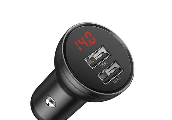 Baseus VCBXA - Bilstrømadapter - 24 watt - 4.8 A - 2 utgangskontakter (USB) - sølv, grå