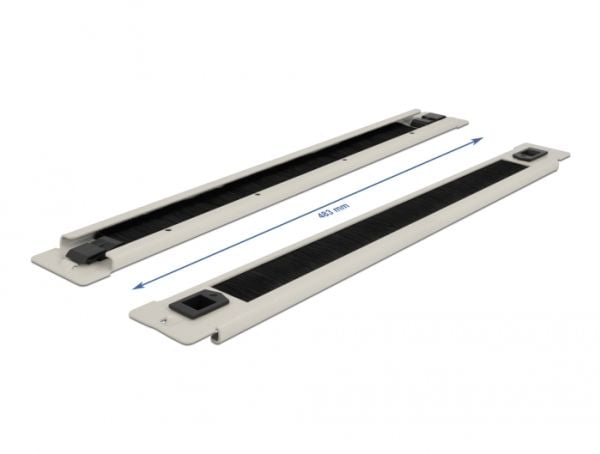 Delock Cable Management Brush Strip - Styringspanel for rackkabler med børste - grå - 1U - 19"