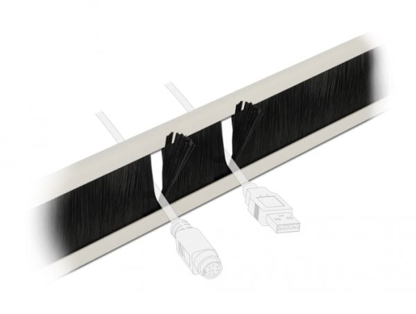 Delock Cable Management Brush Strip - Styringspanel for rackkabler med børste - grå - 1U - 19"