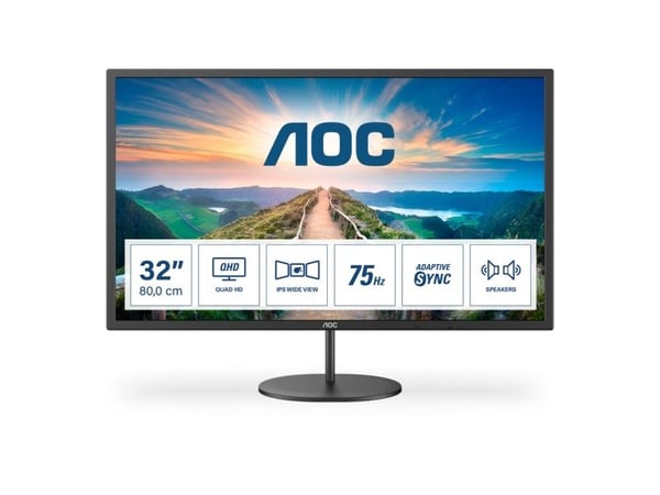 AOC V4 Q32V4, 80 cm (31.5"), 2560 x 1440 piksler, 2K Ultra HD, LED, 4 ms, Svart