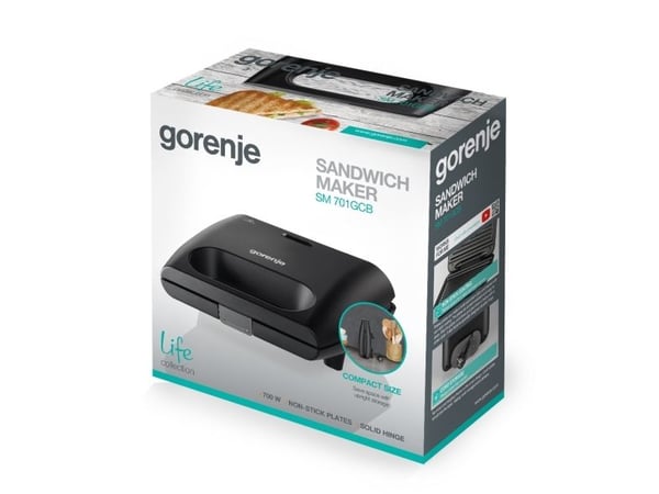 Gorenje Life Collection SM701GCB - Grill / sandwich-maskin - 700 W