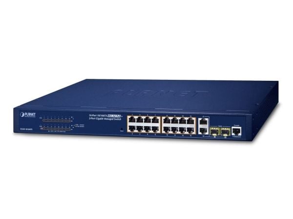 PLANET FGSW-1816HPS - Switch - Styrt - 16 x 10/100 + 2 x kombo-Gigabit SFP - stasjonær