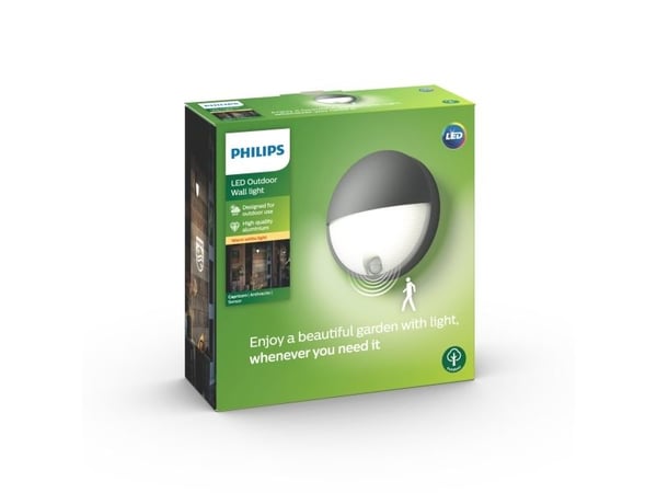 Philips myGarden Capricorn IR - Vegglampe - LED - 6 W (ekvivalent 47 W) - varmt hvitt lys - halvmåne - antrasitt