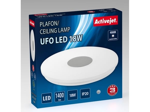 Activejet AJE-UFO 18W, 24 ampuller, LED, Ikke-utskiftbare pærer, 4000 K, 1400 lm, IP20