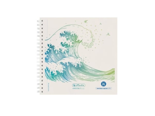 Herlitz GREENline - Pad - spiralbundet - 148 x 148 mm - 100 ark / 200 sider - hvit - prikket - wave
