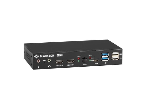 Black Box CONTROL 2 PCS WITH ONE KEYBOARD/MOUSE, 3840 x 2160 pikseliä, 4K Ultra HD, Musta