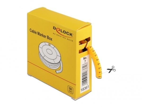 Delock Cable Marker Box, No. 7 - Johdon/kaapelin merkitsimet (esipainettu) - keltainen (500 kpl)
