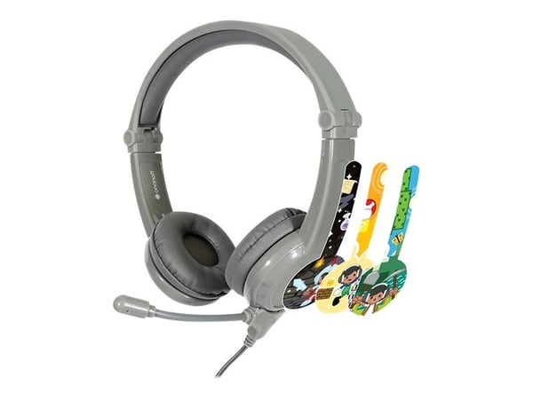 Onanoff BuddyPhones Galaxy - Hodetelefoner med mikrofon - on-ear - kablet - 3,5 mm jakk - grå