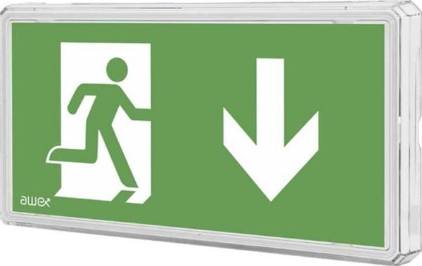 AWEX nødarmatur EXIT S IP65 LED 1W 3t tofunksjon PT hvit +PU34 ETS/1W/CSA/PT/WH