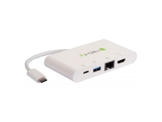 Techly IADAP USB31-DOCK1, USB 3.2 Gen 1 (3.1 Gen 1) Type-C, Vit, HDMI, RJ-45, USB 3.2 Gen 1 (3.1 Gen 1) Type-A, USB 3.2 Gen 1 (3.1 Gen 1) Type-C, C...