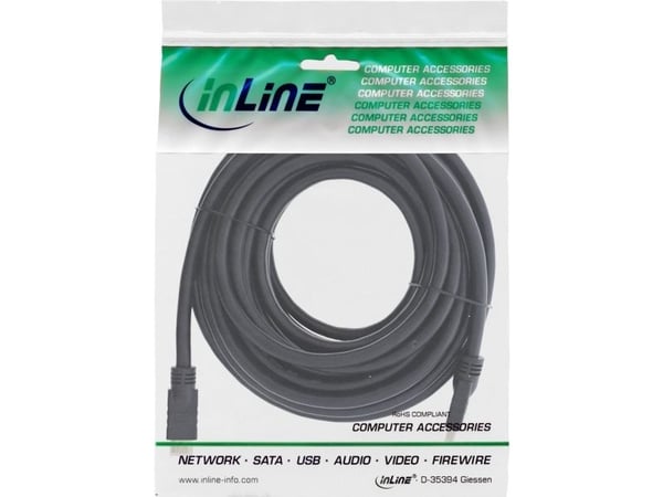 INLINE High Speed Premium - HDMI-kabel med Ethernet - HDMI hann til HDMI hann - 10m - Trippel isolasjon - Svart - Støpt, 4K-støtte, 2160p-støtte