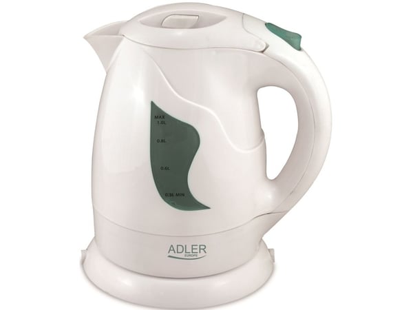 Adler AD 08 w, 1 l, 850 W, Vit, Vattennivå indikator, Sladdlös, Filtrering