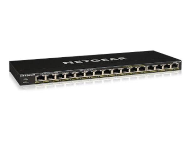 NETGEAR GS316P - Switch - ikke-styrt - 16 x 10/100/1000 (PoE+) - stasjonær, veggmonterbar - PoE+ (115 W)