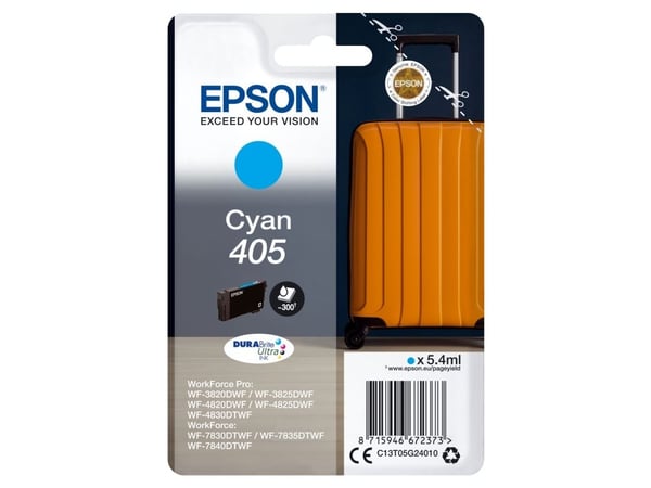Epson 405 - 5.4 ml - cyan - original - blære med RF/lyd-alarm - blekkpatron - for WorkForce WF-7310, 7830, 7835, 7840; WorkForce Pro WF-3820, 3825,...