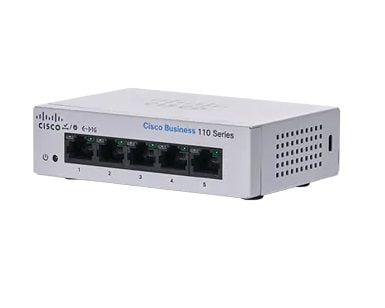 Cisco Business 110 Series 110-5T-D - Switch - ikke-styrt - 5 x 10/100/1000 - rackmonterbar, stasjonær, veggmonterbar - DC-strøm