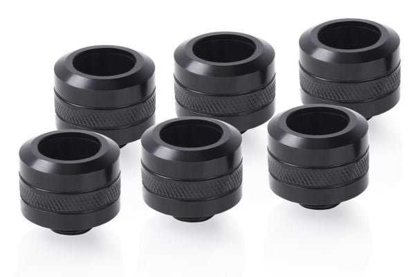 Alphacool Eiszapfen Pro Connector 16mm Hardtube Fitting G1/4, 6-Pack - Svart