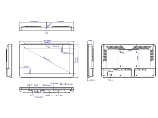 Loop24 LM-1052T, 25,6 cm (10.1"), 1280 x 800 piksler, LED, 16:10, Gloss, 85°