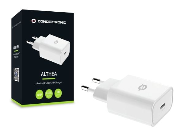 Conceptronic ALTHEA - Strømadapter - 20 watt - PD 3.0 (USB-C) - hvit - Europa