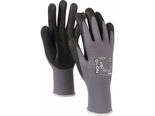 Arbejdshandsker, OX-ON Flexible Comfort 1305, sort/grå, str. 8