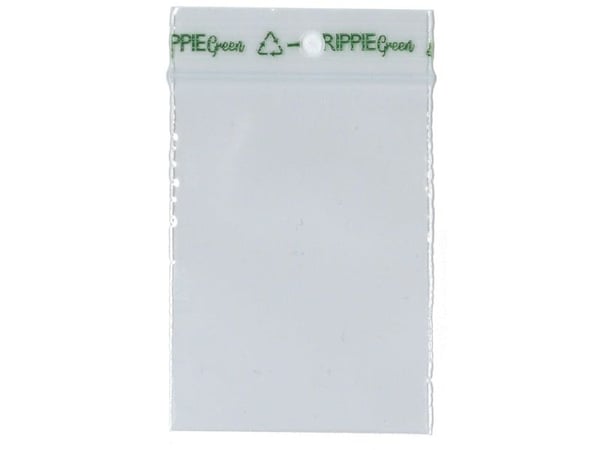 Lynlåspose, Grippie, 50 µm, 60 x 80 mm genanvendt LDPE, Transparent, Uden tryk lynlåslukning, pakke
