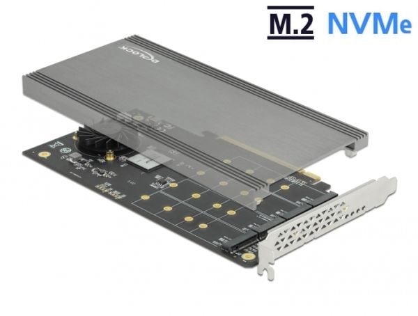 DeLOCK 89044, PCIe, M.2, PCIe 3.0, Harmaa, Aktiivinen, 1 tuuletin(ta)