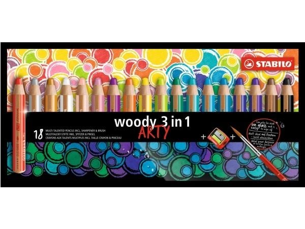 STABILO woody 3 in 1, Flerfarget, 18 stykker