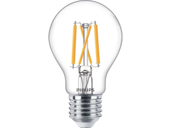 Philips - LED-glödlampa med filament - form: A60 - klar finish - E27 - 3.4 W (motsvarande 40 W) - klass D - varmt vitt ljus - 2700 K